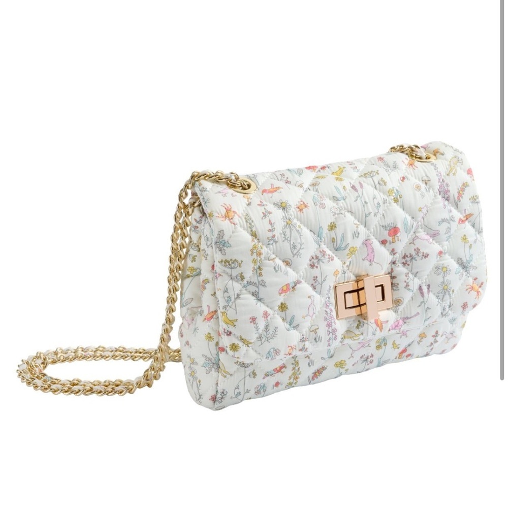 Milledeux Floral Quilted Shoulder Bag with Gold Chain
